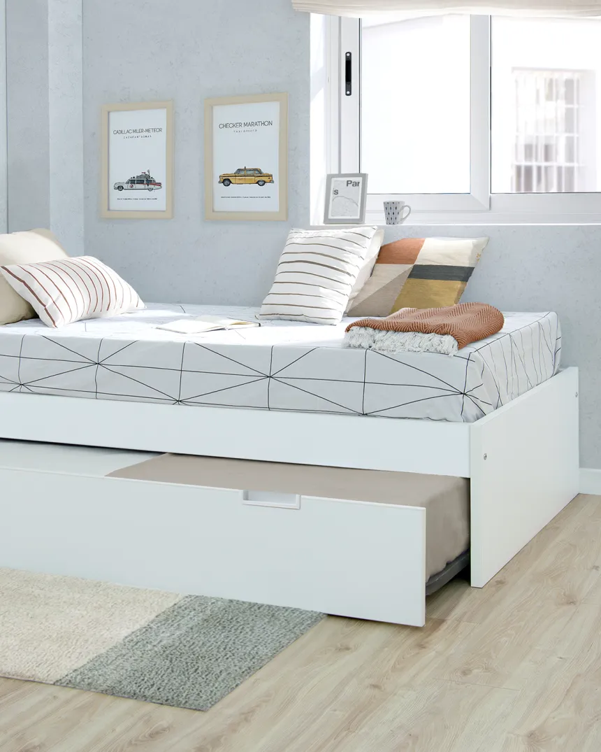 Letto estraibile laminato bianco 90x190 pediera bassa