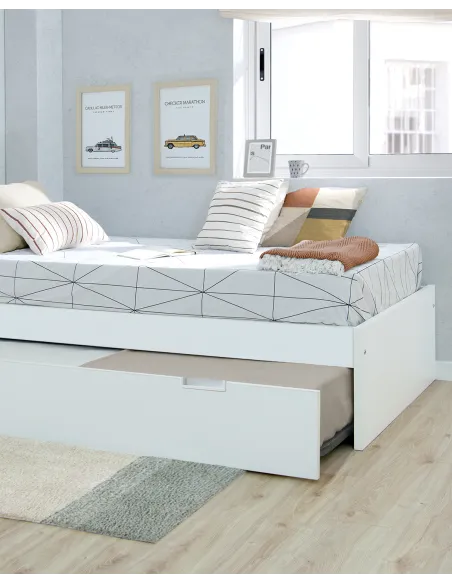 Letto estraibile laminato bianco 90x190 pediera bassa