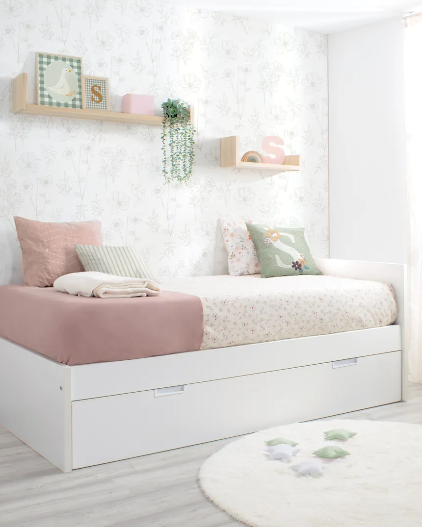 Letto estraibile laminato bianco 90x190 pediera bassa