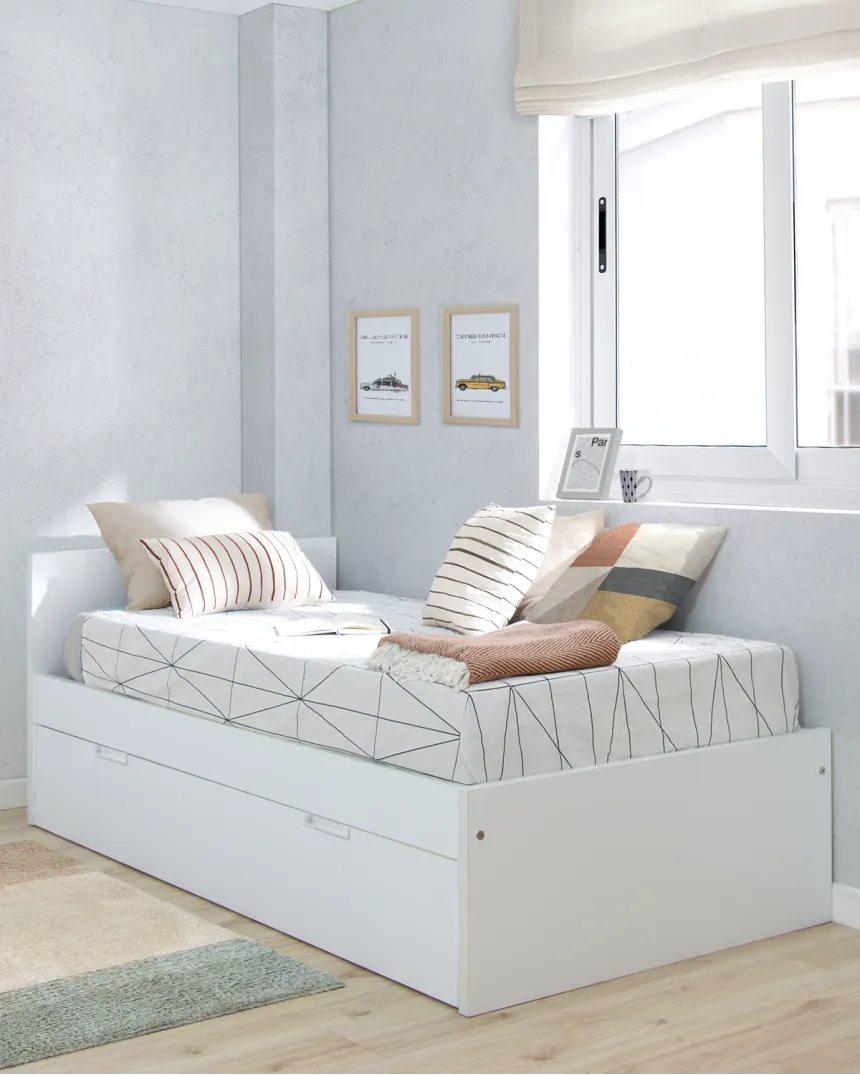 Letto estraibile laminato bianco 90x190 pediera bassa
