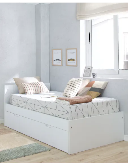 Letto estraibile laminato bianco 90x190 pediera bassa