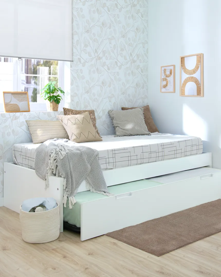 Letto estraibile laminato bianco 90x190 basso - Consegna rapida 2