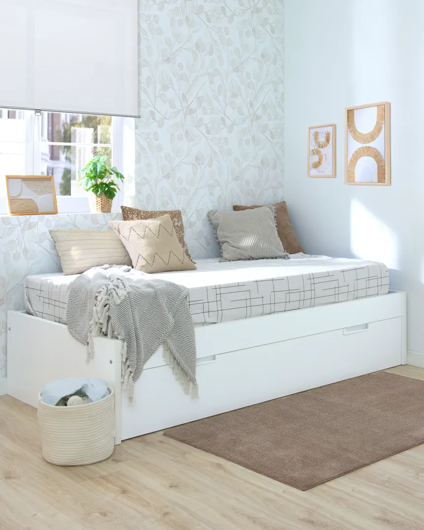 Letto estraibile laminato bianco 90x190 basso - Consegna rapida