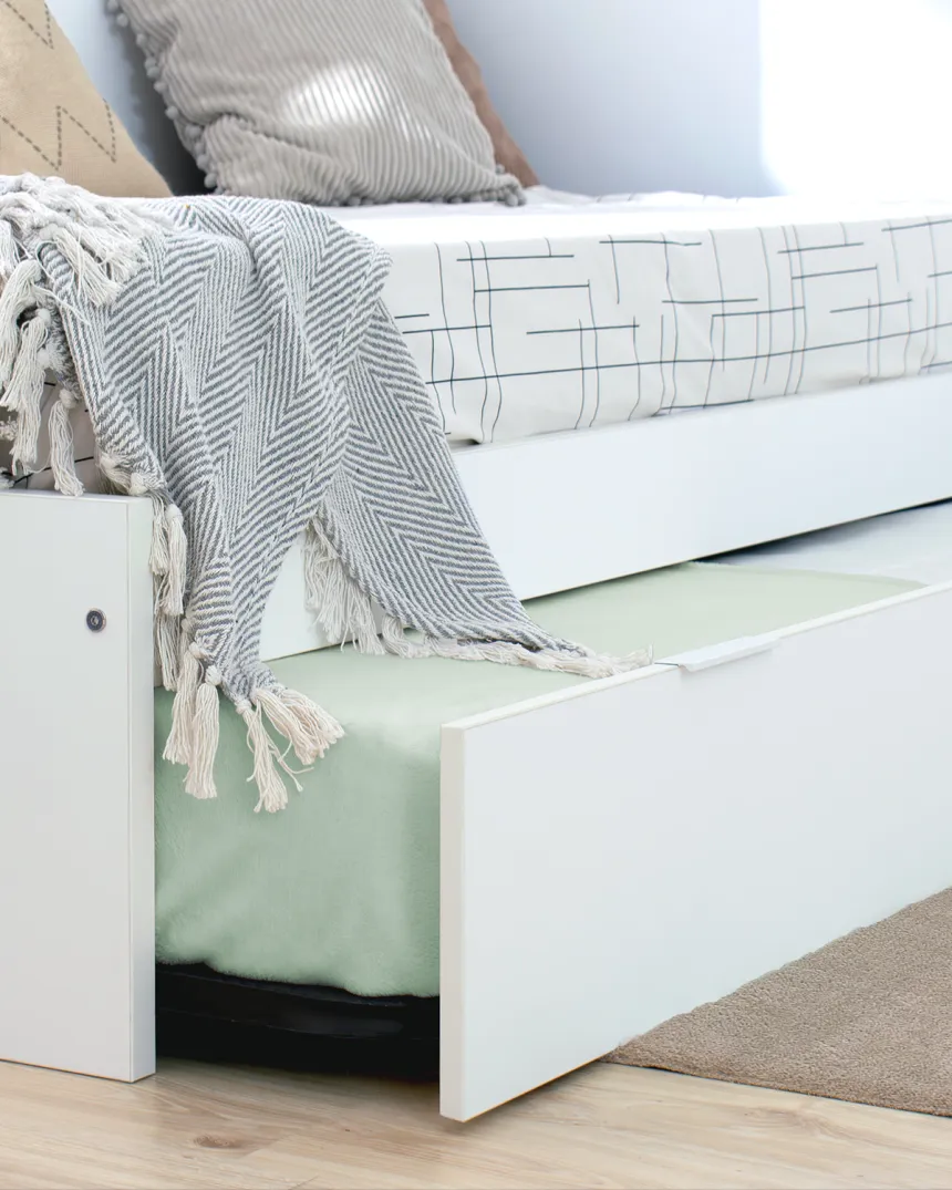 Letto estraibile laminato bianco 90x190 basso - Consegna rapida