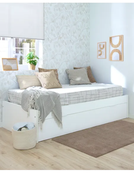 Letto estraibile laminato bianco 90x190 basso - Consegna rapida