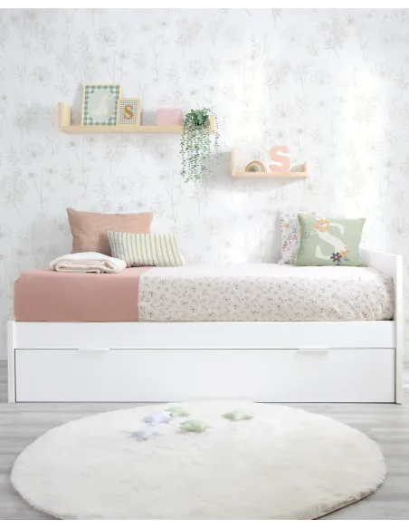 Letto estraibile laminato bianco 90x190 pediera bassa