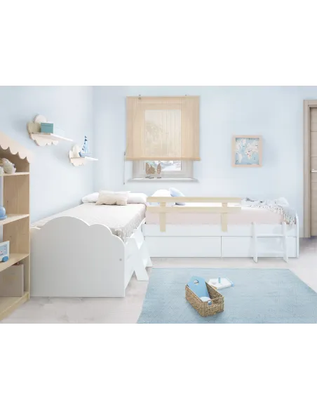 Letto per bambini nuvola con cassetti a L – Pack 2 letti 90x190
