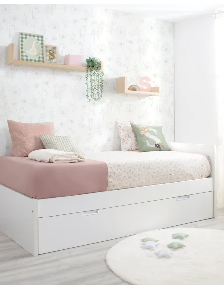 Letto estraibile laminato bianco 90x190 pediera bassa