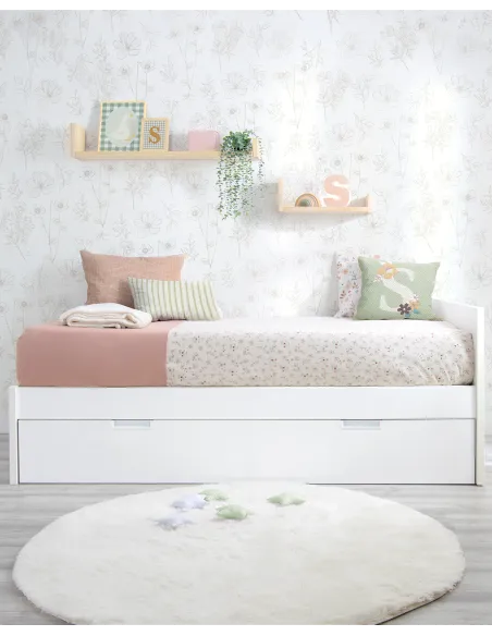 Letto estraibile laminato bianco 90x190 pediera bassa