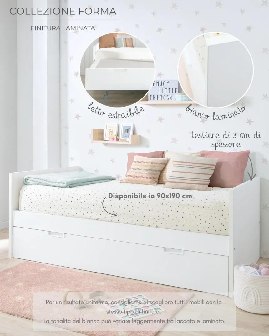 Letto estraibile laminato bianco 90x190 - Consegna rapida 2
