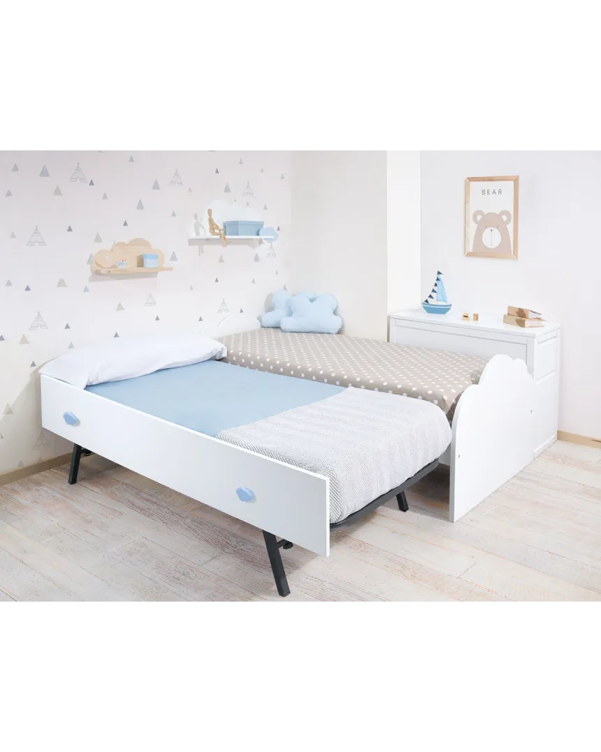 Cameretta per bambini con Letto Nuvola e contenitori