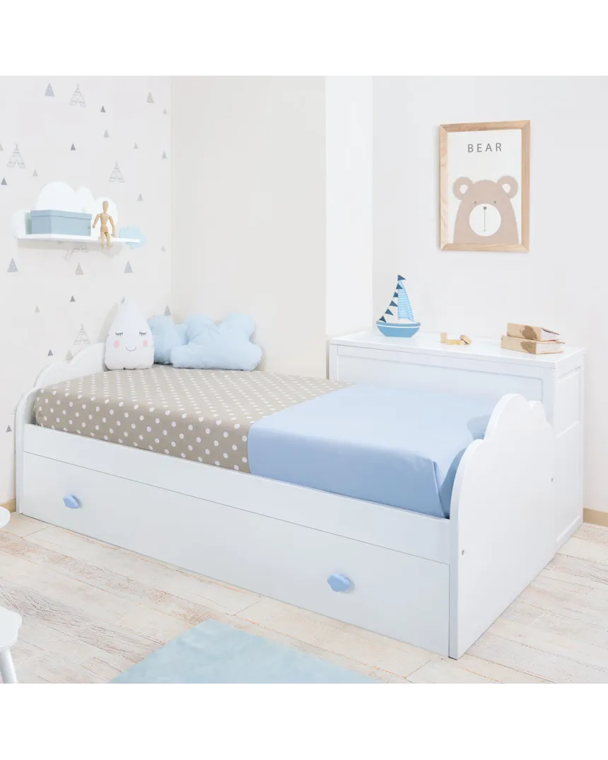 Cameretta per bambini con Letto Nuvola e contenitori