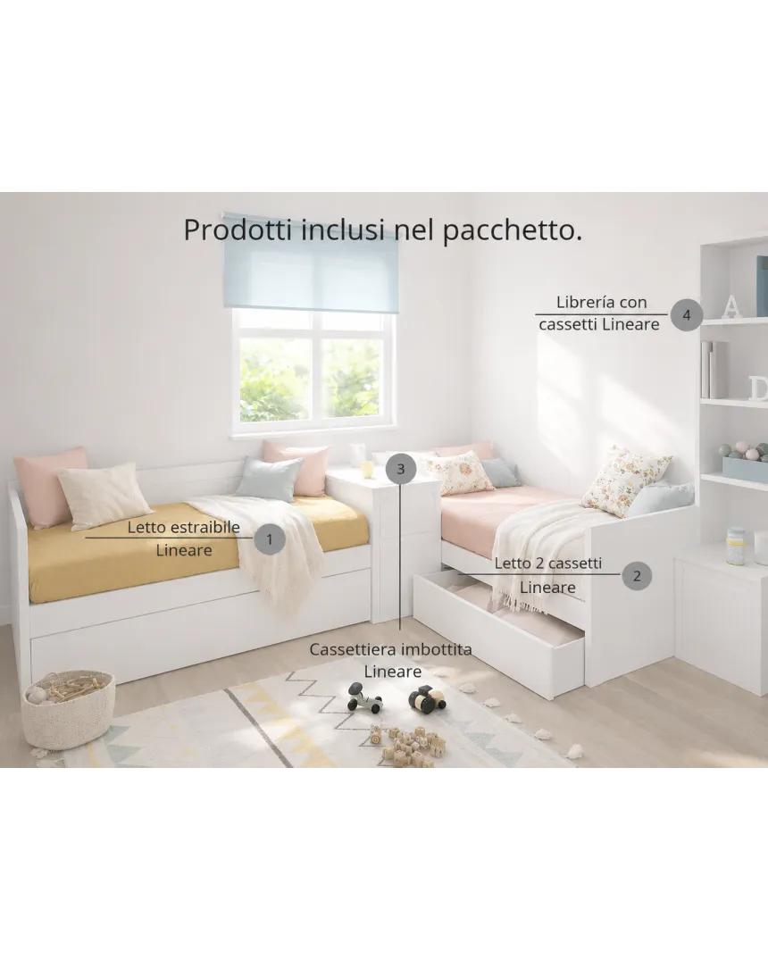 Camera per bambini doppia Lineare Libreria