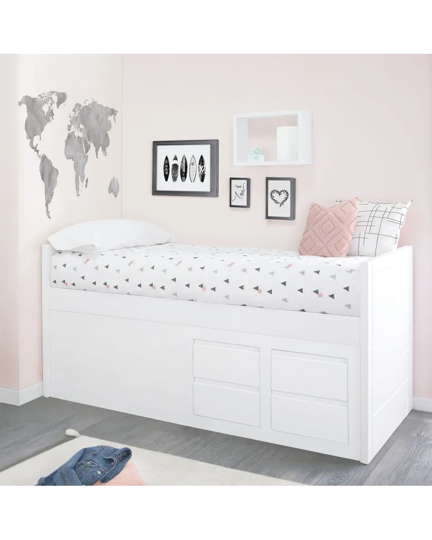 Letto ad L con cassetti Lineare
