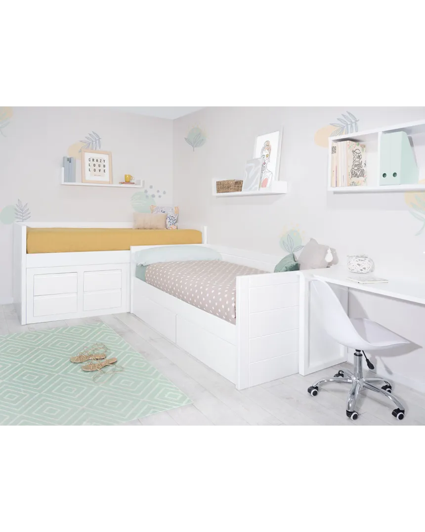 Letto ad L con cassetti Lineare