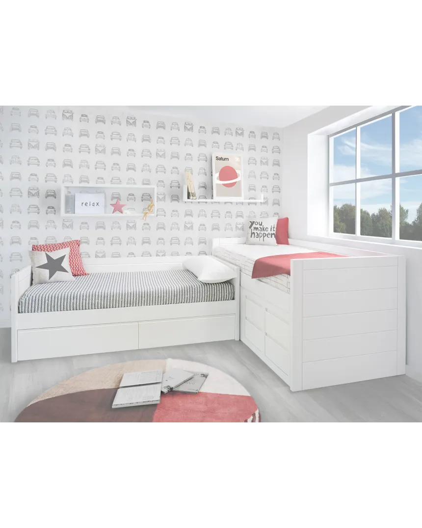 Letto ad L con cassetti Lineare 2