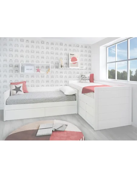 Letto ad L con cassetti Lineare