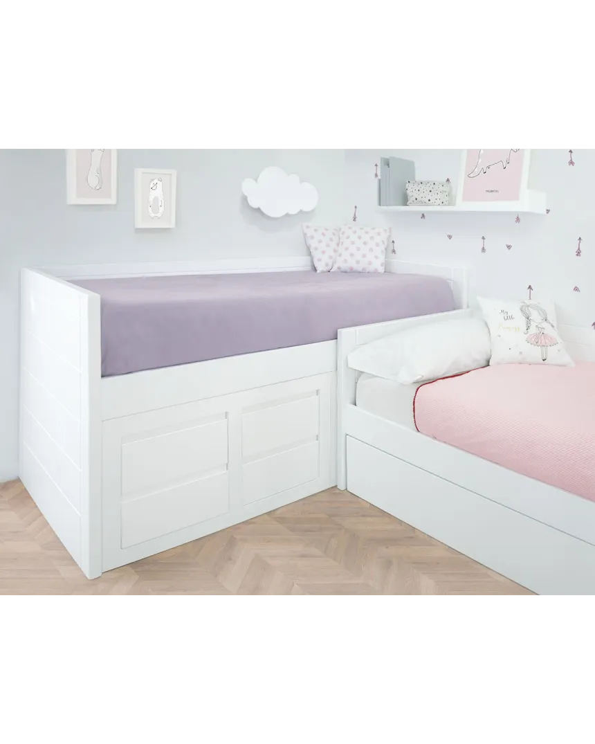 Letto ad L con cassetti Lineare