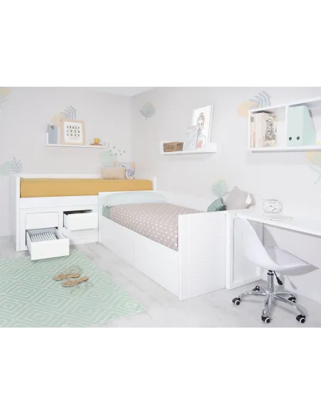 Letto ad L con cassetti Lineare