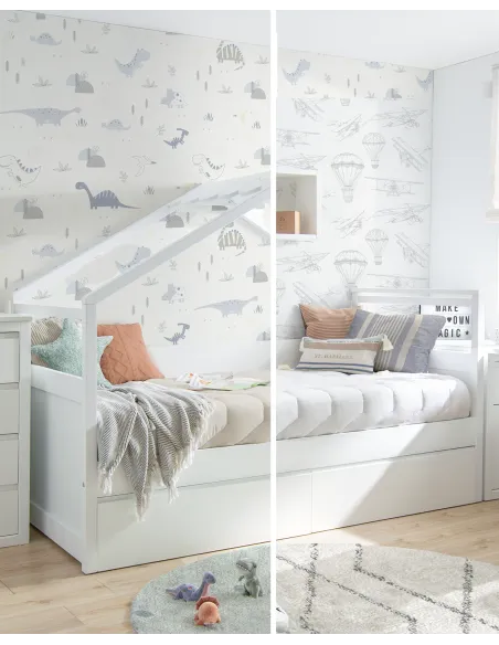 Letto bianco a casetta con cassetti | Consega rapida