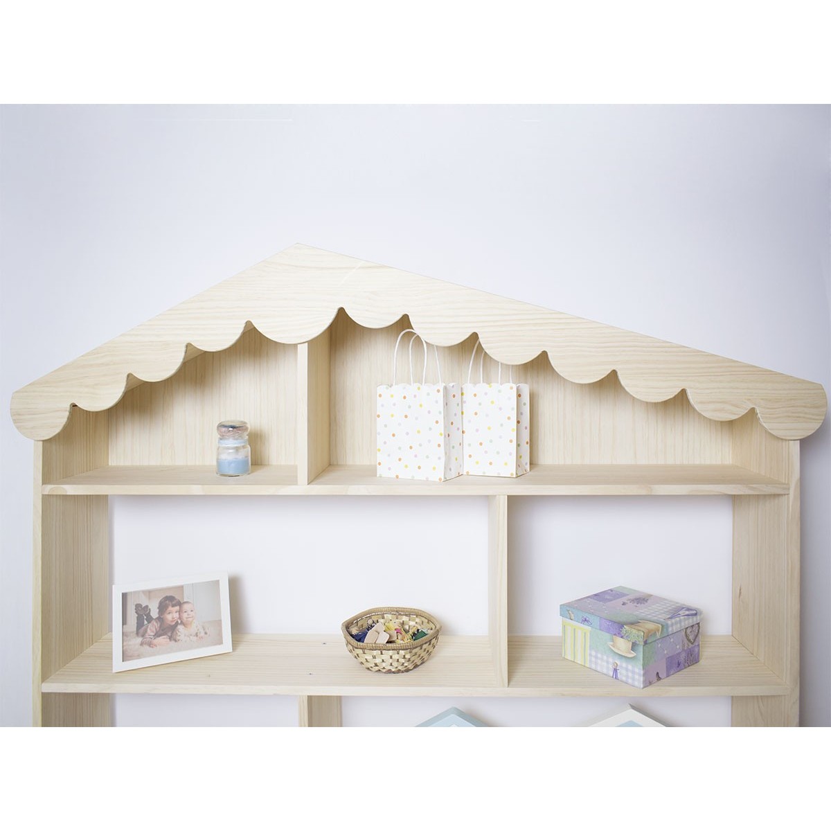 Libreria per bambini a Casetta in legno naturale - Consegna gratuita
