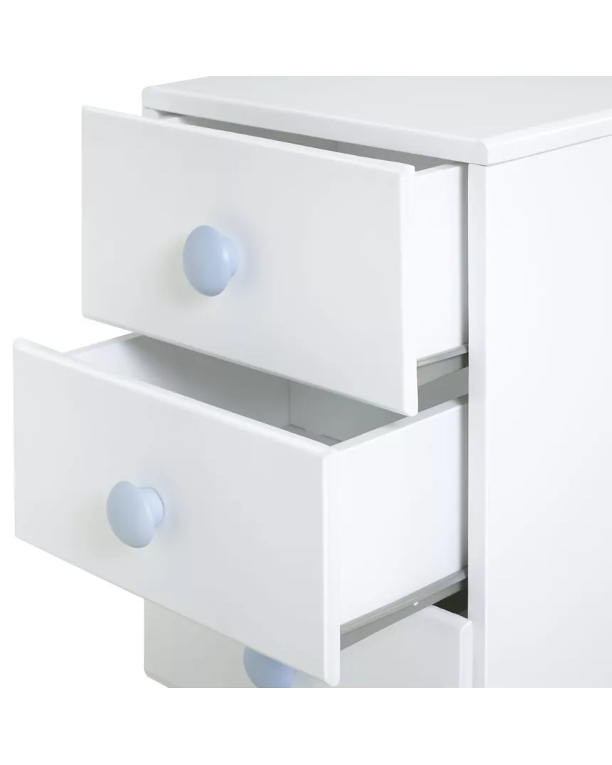 Comodino piccolo 3 cassetti, tondo, bianco 2