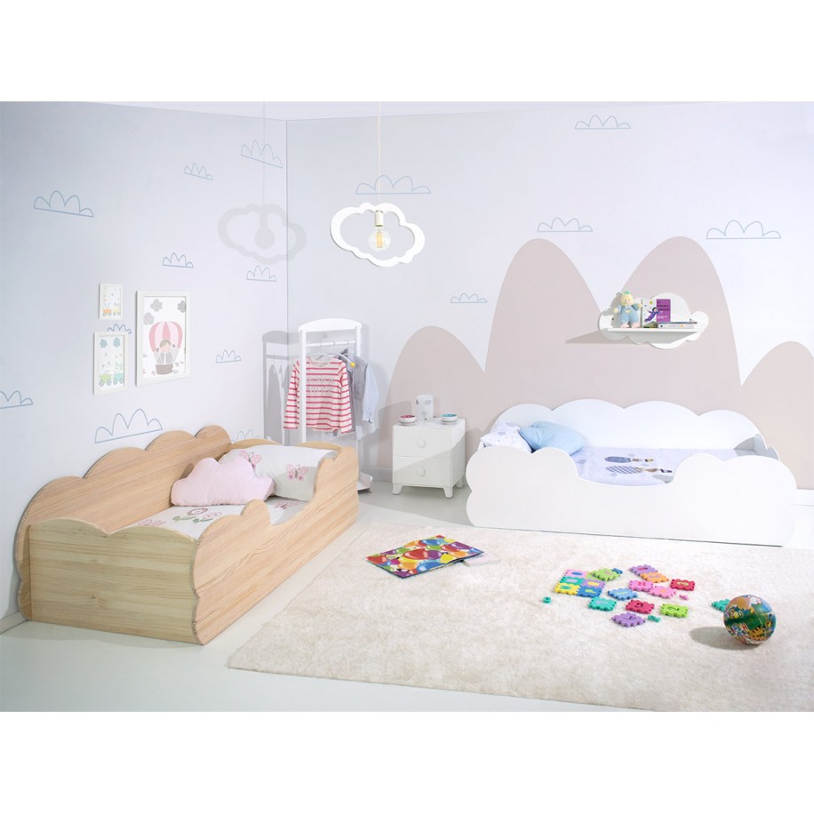 Camera da letto per bambini due letti Nuvola Bianca e Legno Naturale