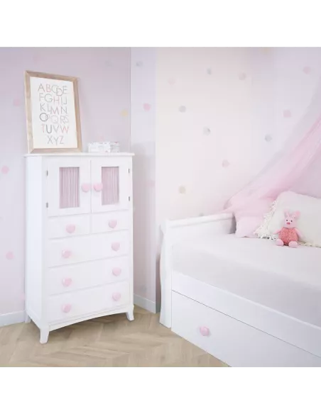 Cassettiera con anta e tenda per bambine