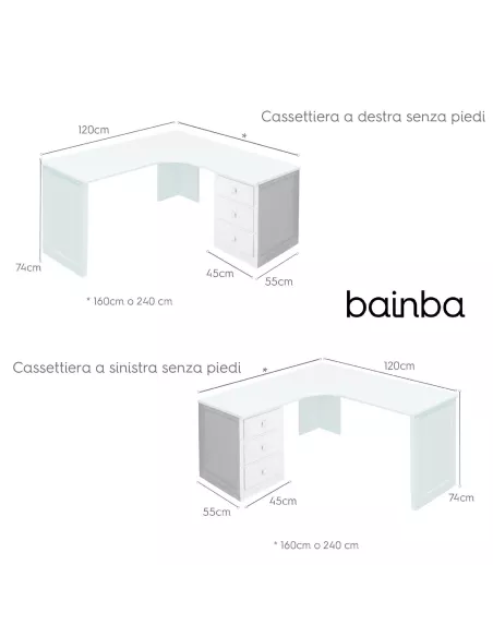 Misure scrivania senza piedi