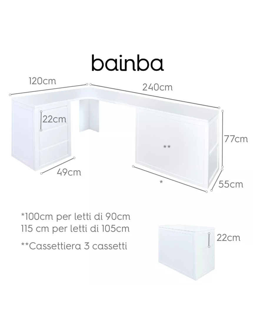 Scrivania angolare con cassettiera imbottita + Cassettiera. Lineare 2