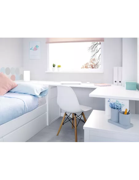 Scrivania angolare con cassettiera imbottita + comodino Lineare