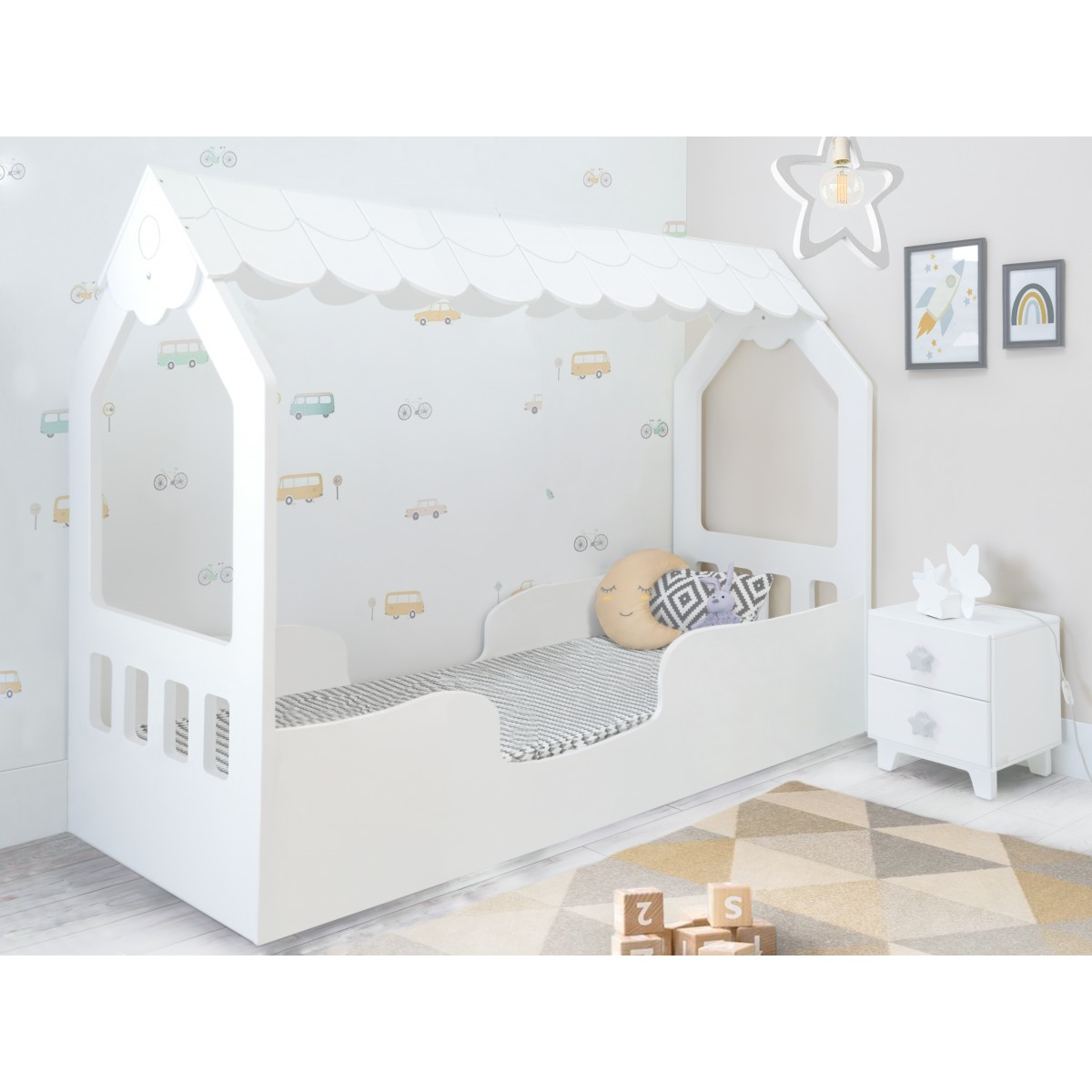 Husty Lettino montessori letto per bambini casetta in legno 80x160cm