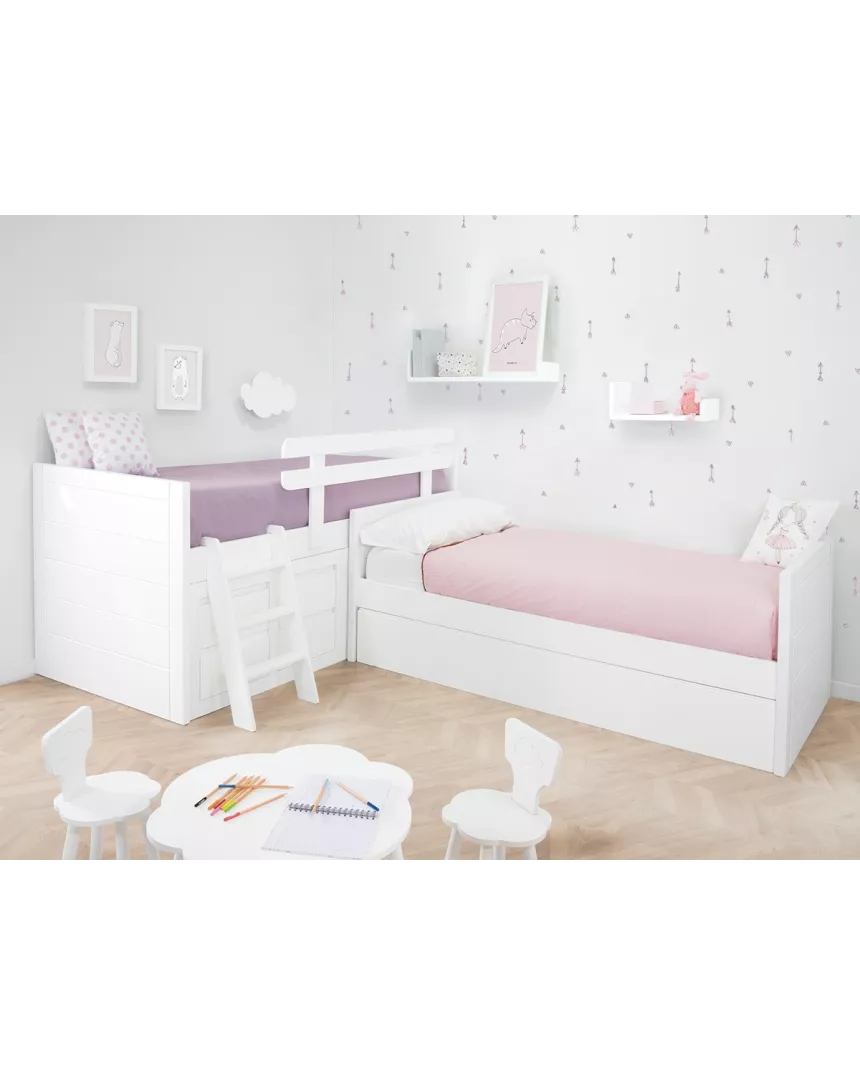 Letto ad elle con letto estraibile Lineare