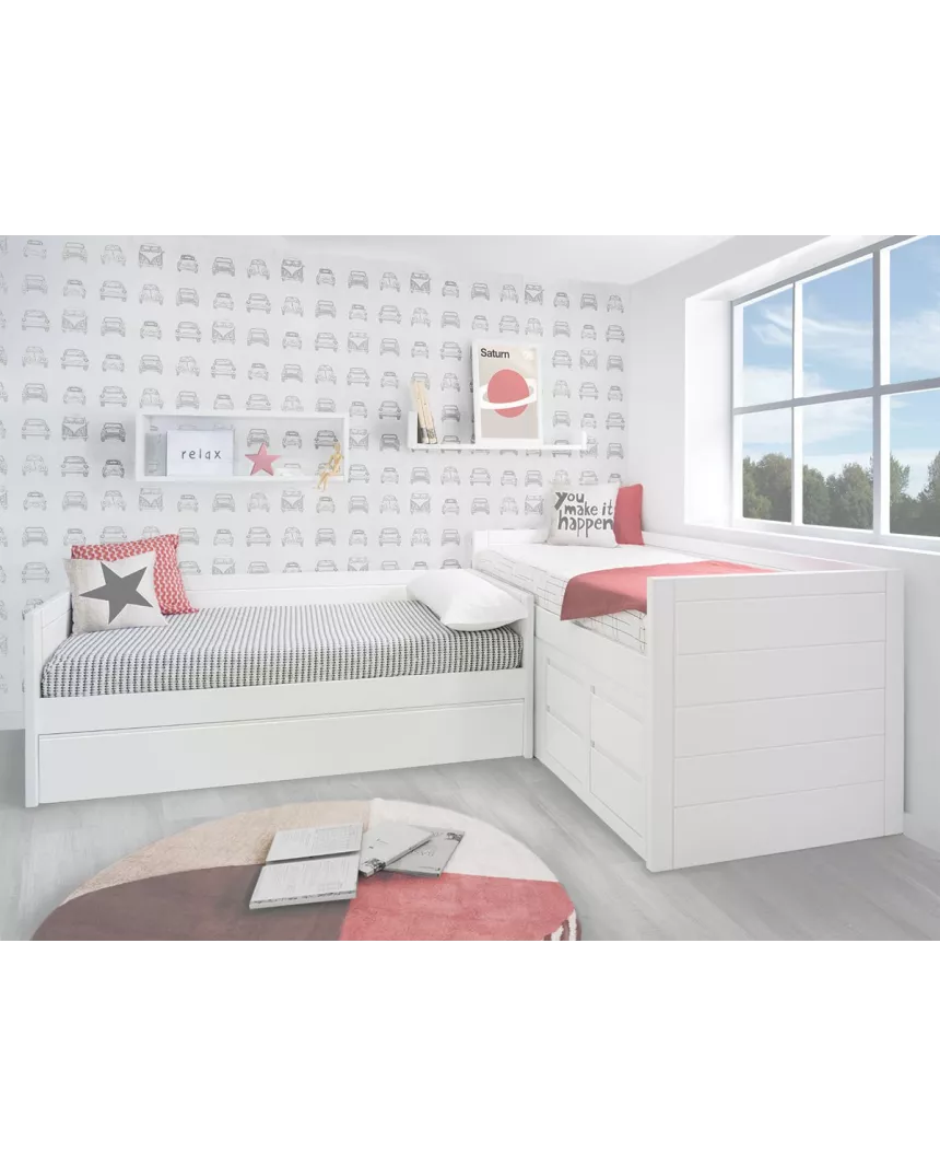 Letto ad elle con letto estraibile Lineare 2