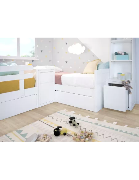 Dettaglio cassetti libreria per bambini