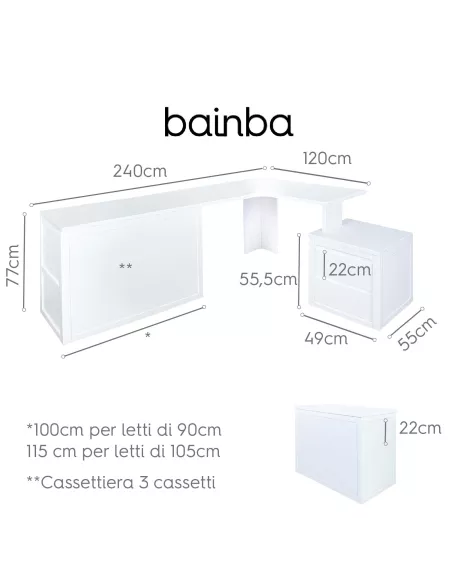 Misura scrivania con cassettiera