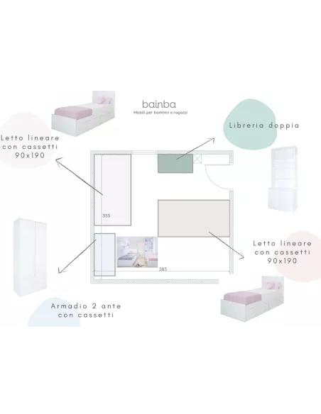Pianta della cameretta per ragazzi/ fratelli
