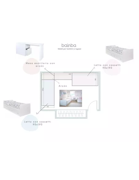Pianta cameretta doppia