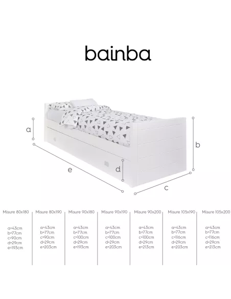 Misure letto Lineare estraibile