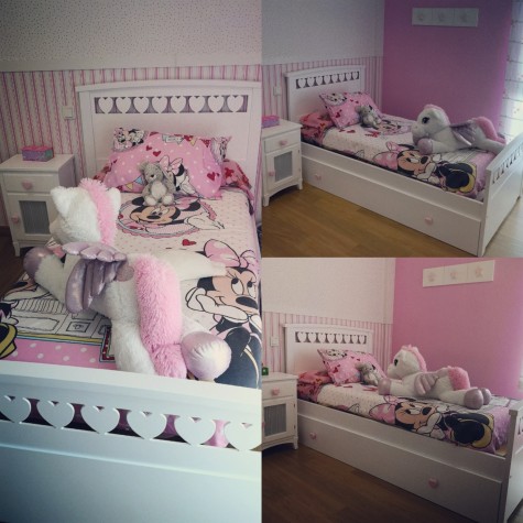 Letto estraibile per bambine Cuori 